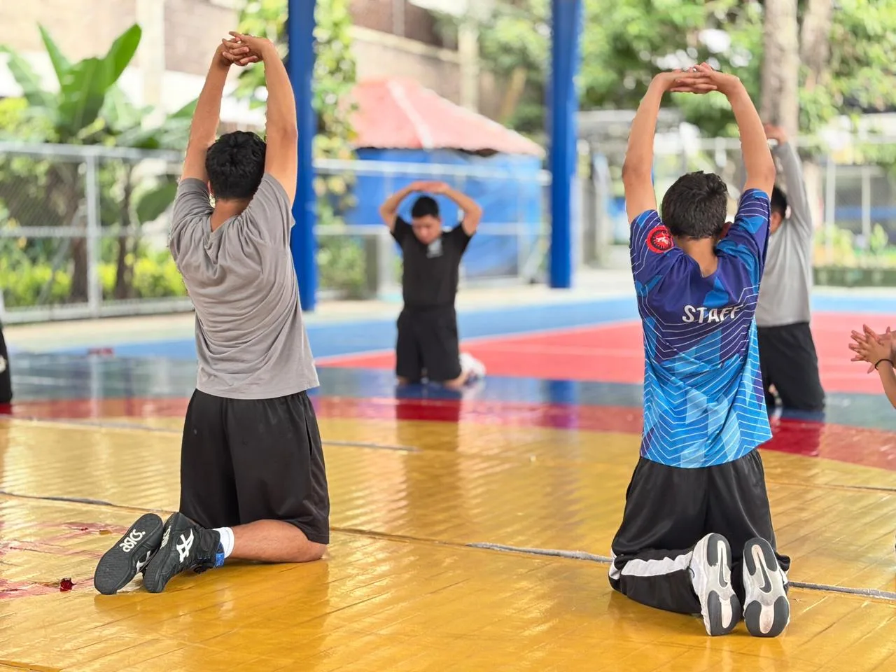 Atletas de la Academia de Lucha Olimpica de Gerona durante un entrenamiento previo a la Copa Pat Shaw 2026