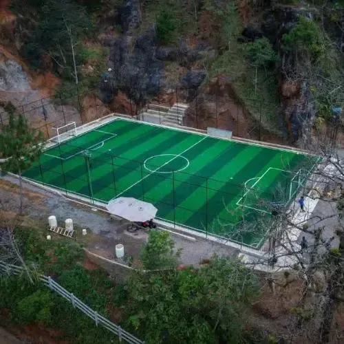 Cancha sintética de fútbol de Hacienda del Carmen en una montaña boscosa
