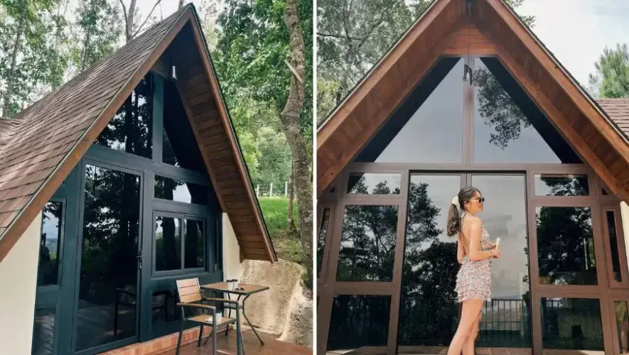 Cabañas de madera de Hacienda del Carmen rodeadas de bosque en Santa Cruz Verapaz