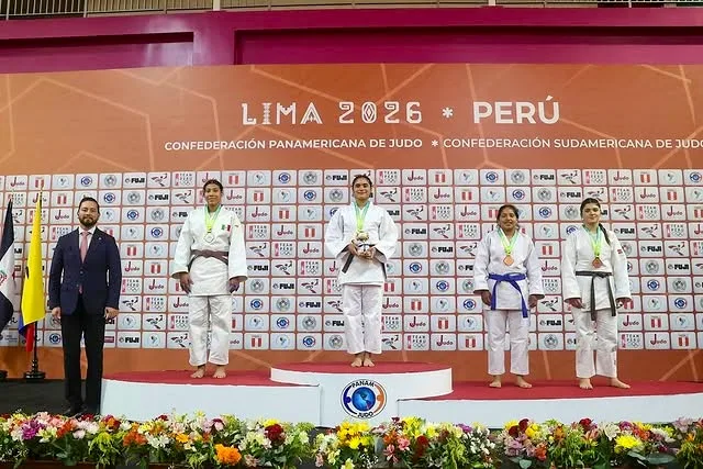 Podio oficial de la division -70 kilogramos en la Copa Panamericana Cadete Lima 2026