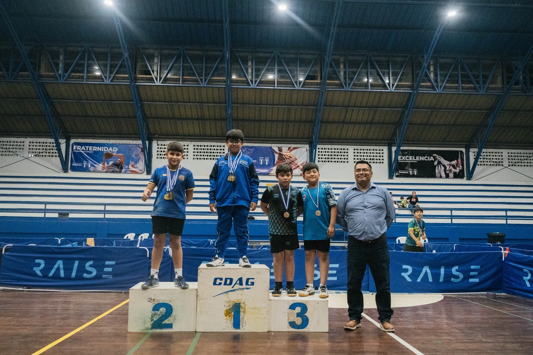 Podio del individual masculino U11 en Jalapa