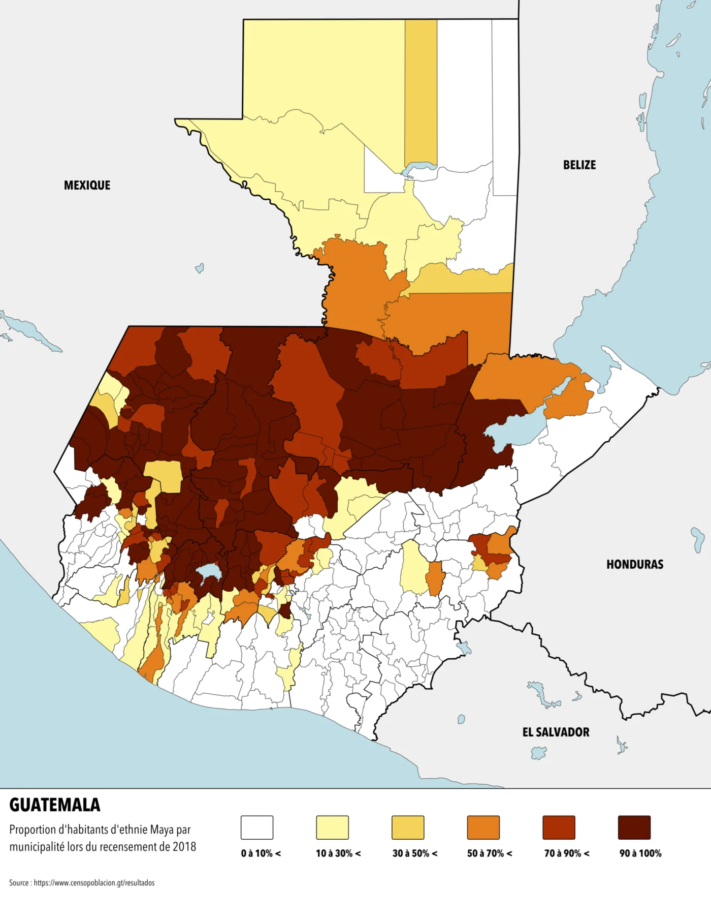 Mapa de pueblos mayas de Guatemala