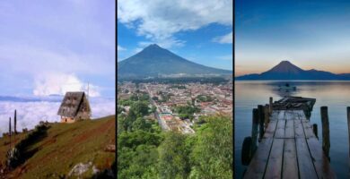 Espectacular atardecer desde un mirador en Guatemala."