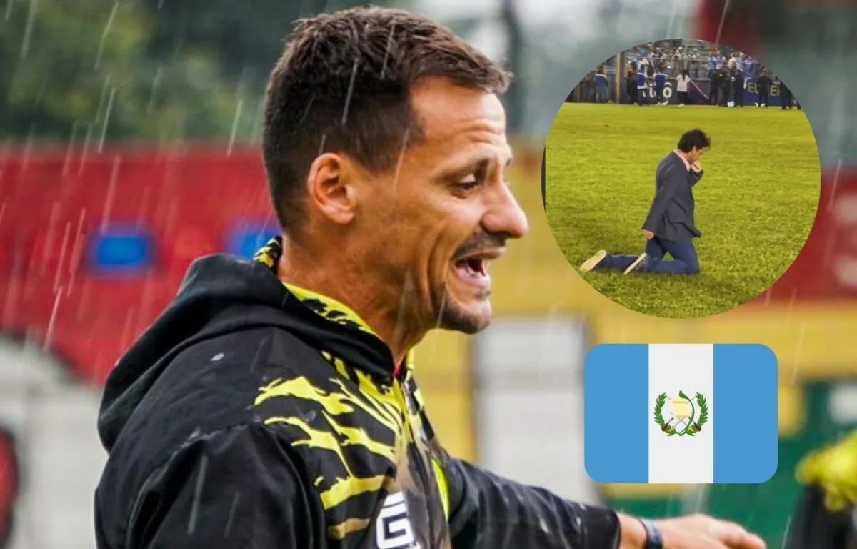 Entrenador Guatemalteco Cruza de Rodillas el Campo al Lograr el Ascenso de su equipo