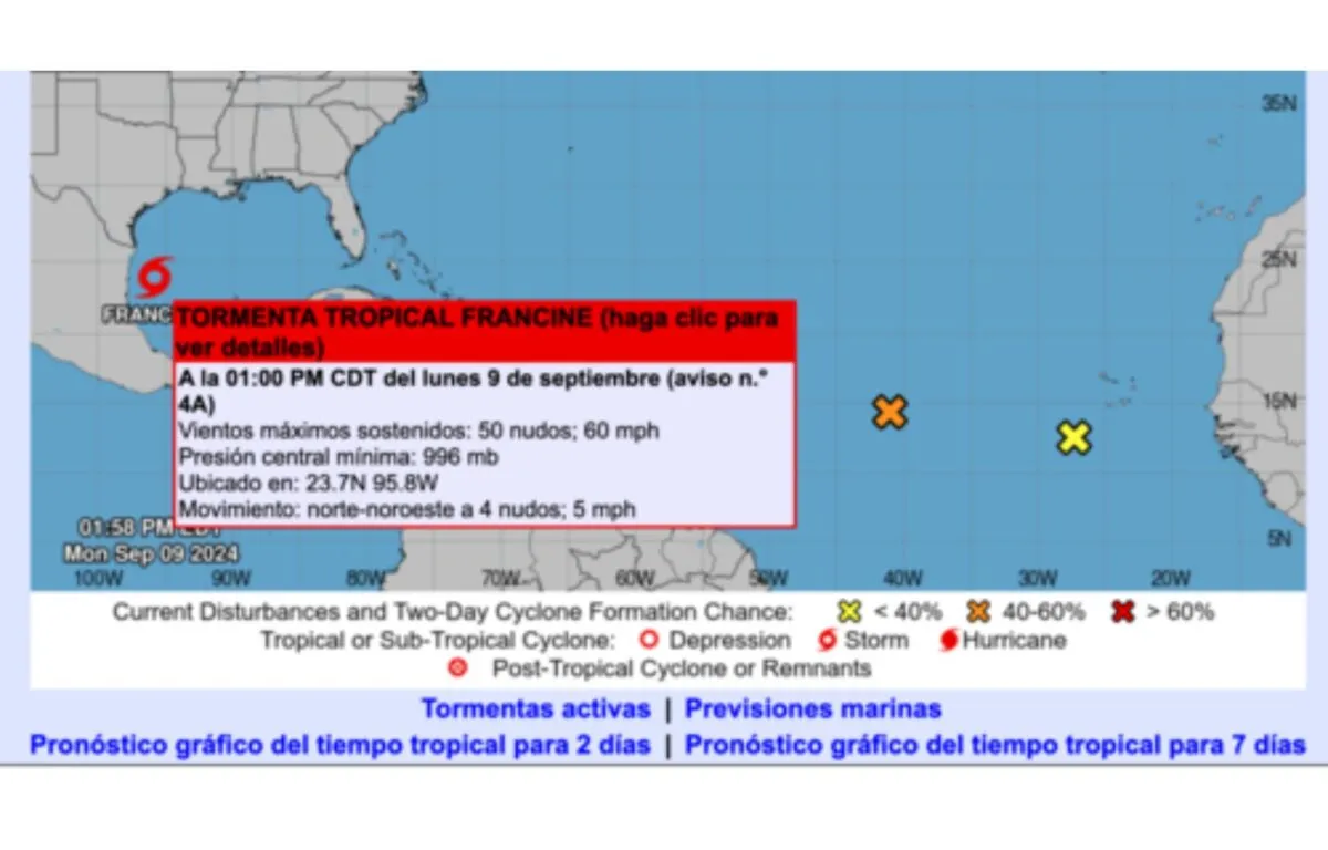 El Trayecto de la Tormenta Francine