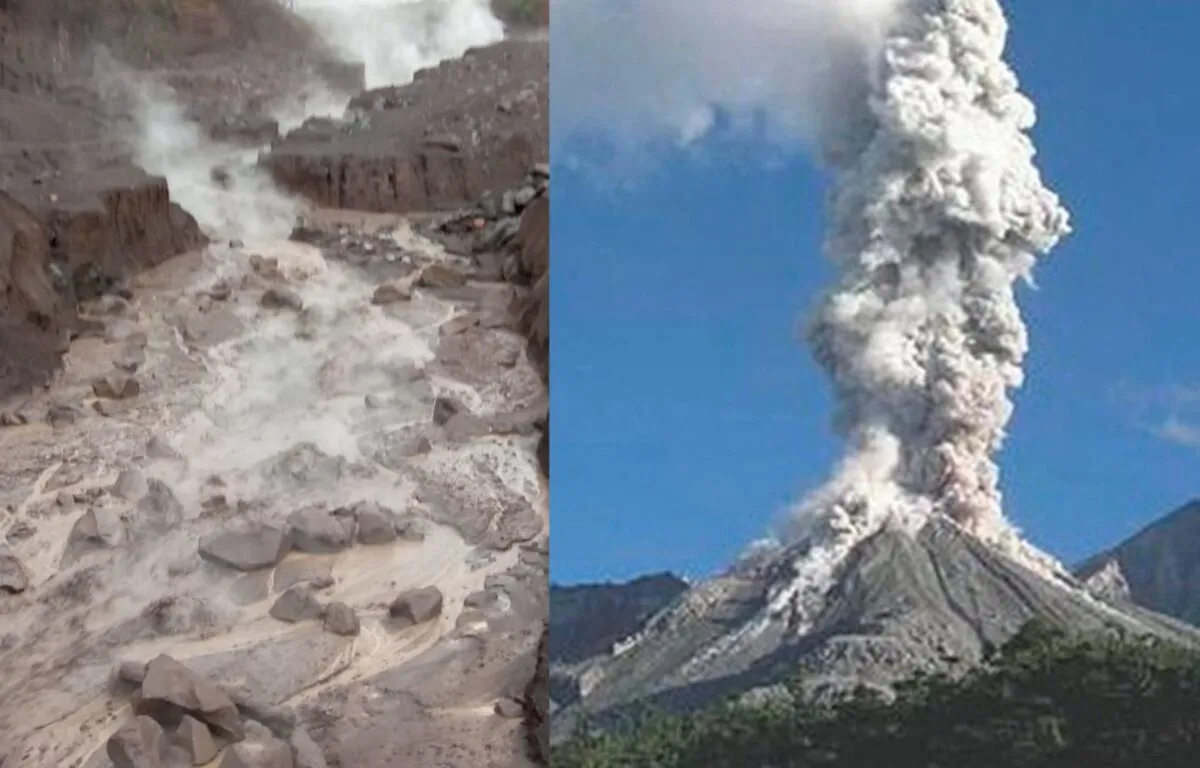 Pobladores en alerta por descenso de lahar del volcán de Fuego Guatemala