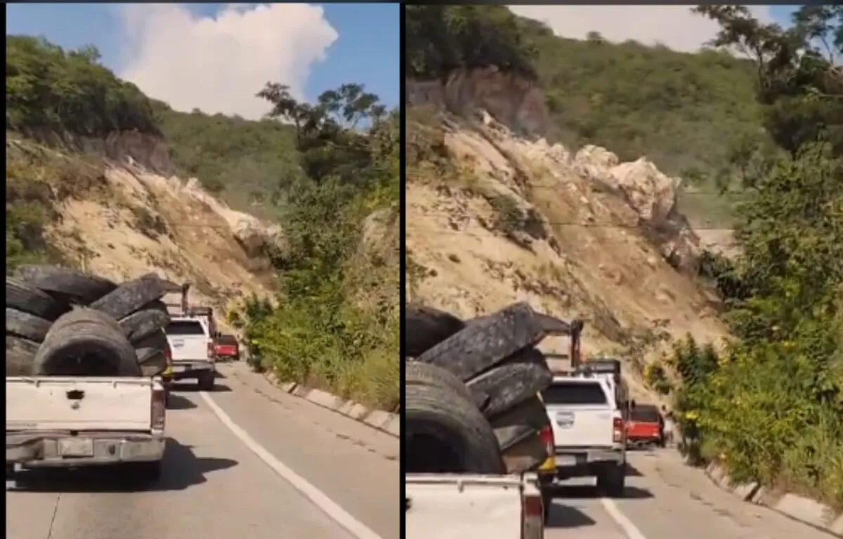 Los destrozos en en el kilómetro 61 tras derrumbes que bloquean la ruta al Atlántico