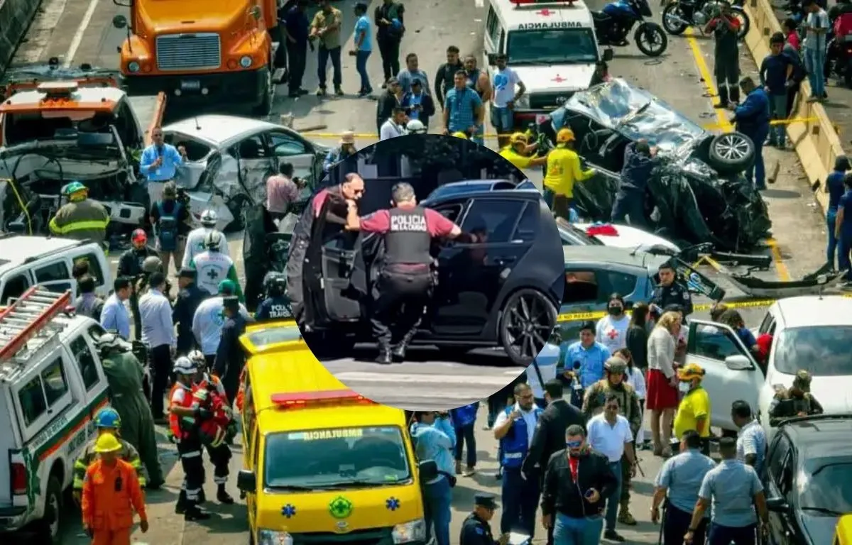 Impactante Camioneta de lujo embiste a policías de Guatemala en bulevar Liberación