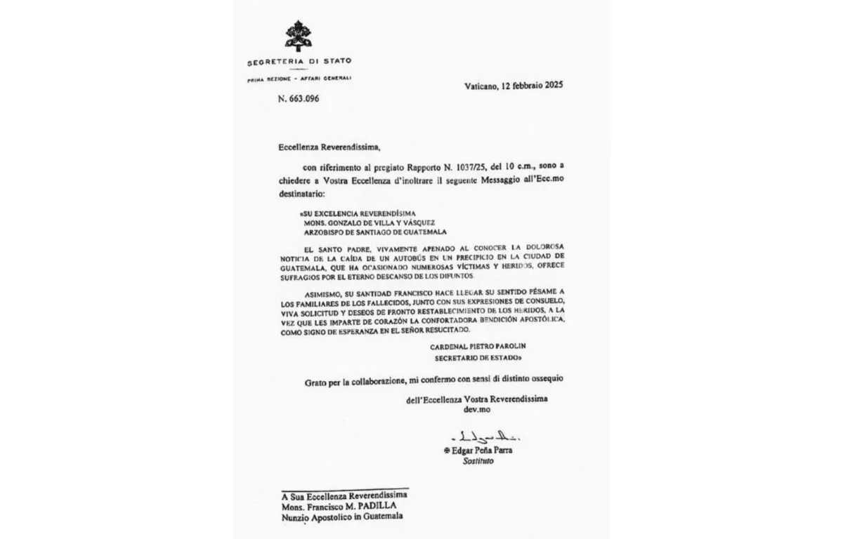 El mensaje del papa Francisco a las familias afectadas