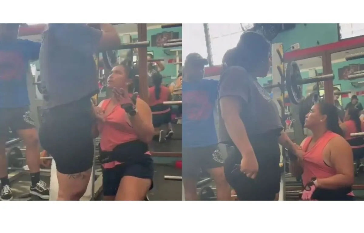 Mujer encuentra a su pareja con la otra en el gimnasio y la obliga a pedirle p3rdón de r0dill4s