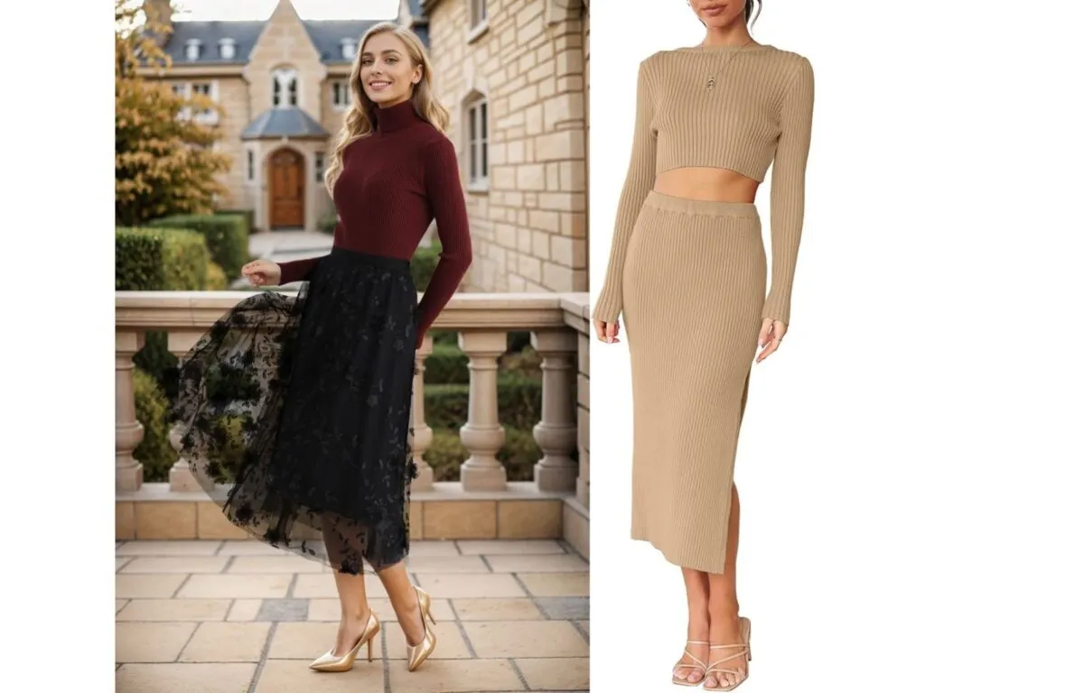 Suéter Ajustado con Falda Midi