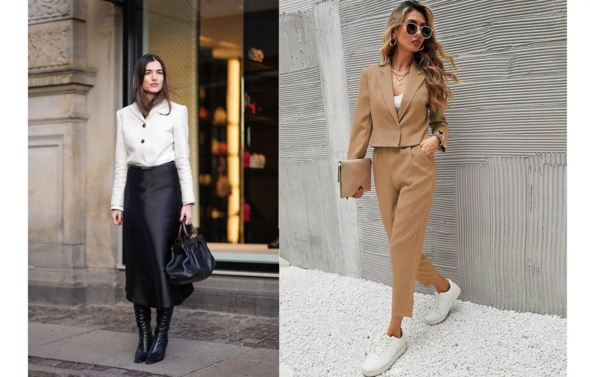 Traje Monocromático con Blusa de Seda