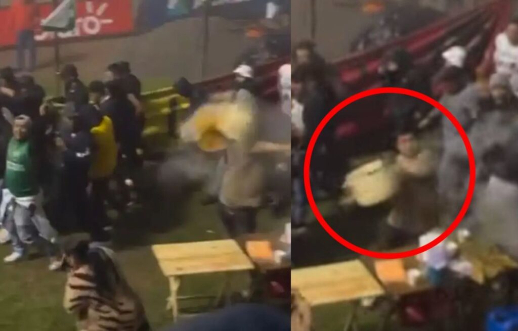 Aficionado lanza olla hirviendo durante el partido de Marquense vs. Xelajú MC