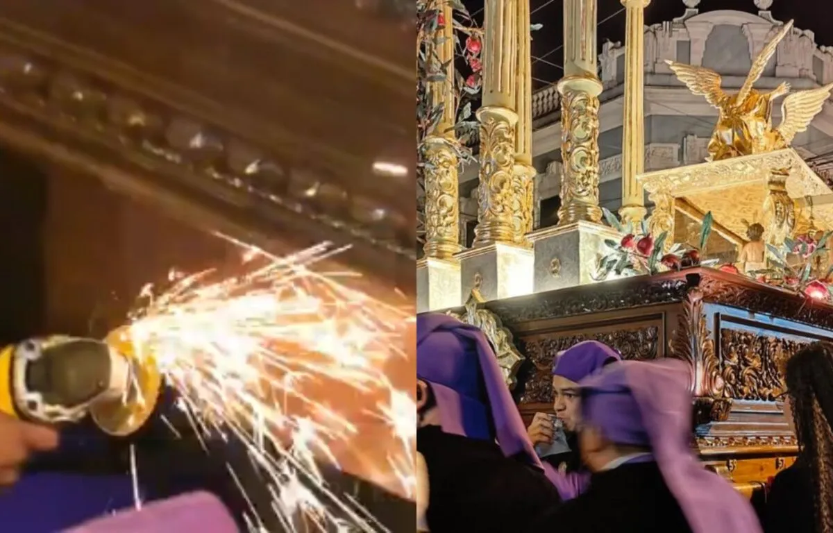 Anda de la Virgen de Dolores reparada de emergencia ante la vista de los fieles