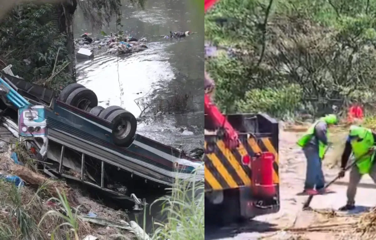 Así fue la extracción del bus que cayó en el puente Belice