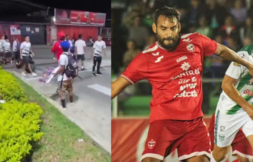 Jugadores de Antigua GFC se enfrentan a aficionado de Deportivo Marquense