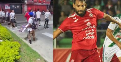 Jugadores de Antigua GFC se enfrentan a aficionado de Deportivo Marquense