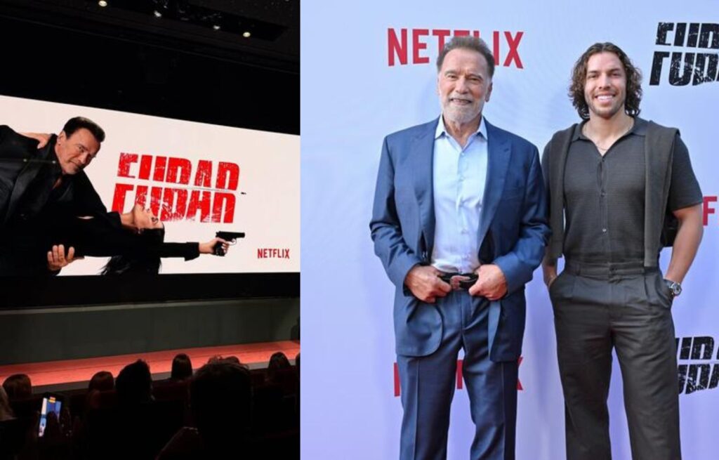 Joseph Baena reaparece junto a su padre Arnold Schwarzenegger en el estreno de FUBAR