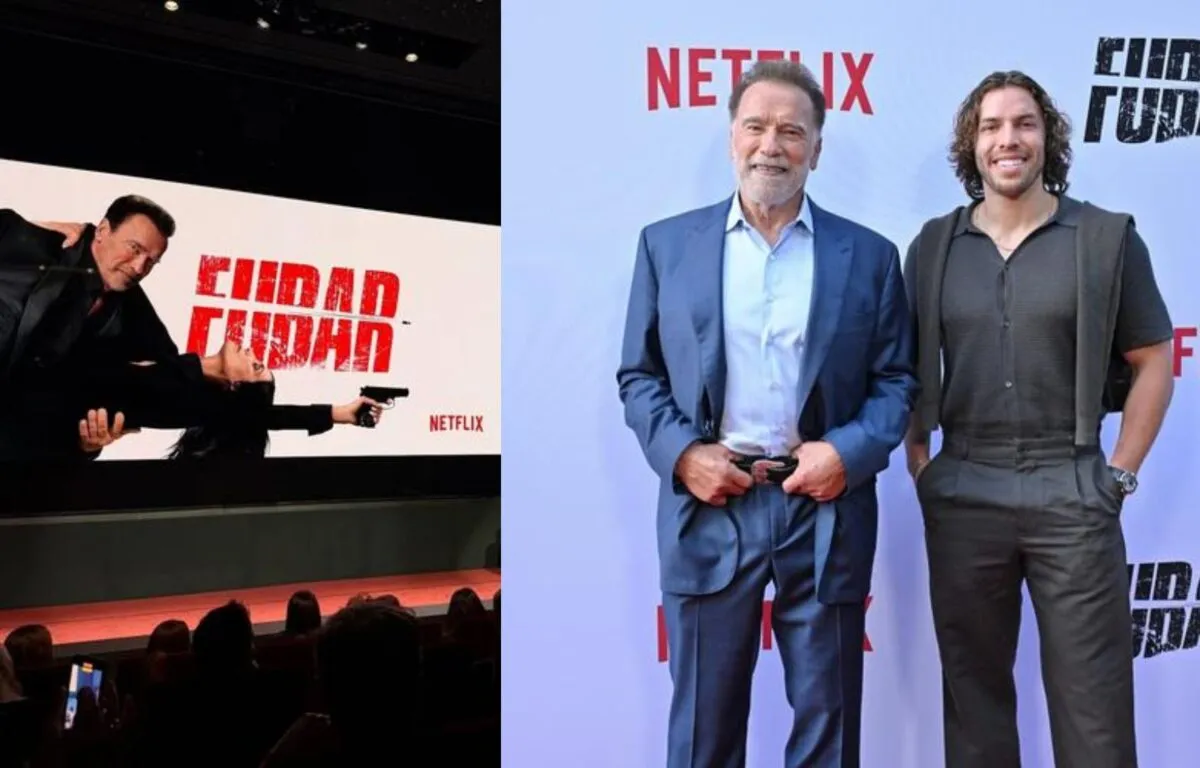 Joseph Baena reaparece junto a su padre Arnold Schwarzenegger en el estreno de FUBAR