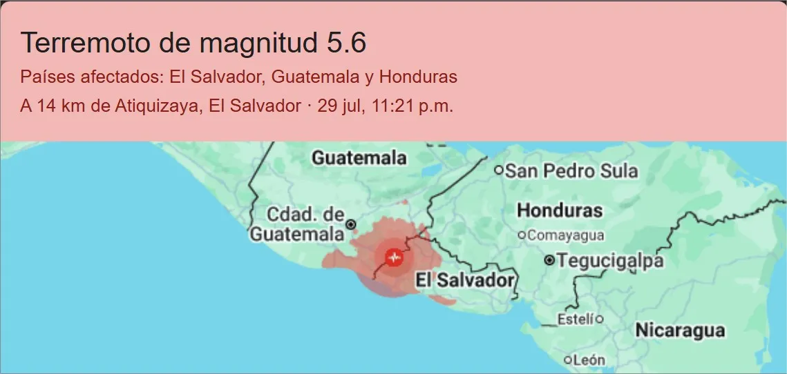 Fuertes temblores en Guatemala sorprende a la población este martes 29 de julio