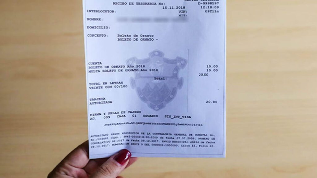 Boleto de ornato en Guatemala