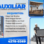 Oferta de empleo: Auxiliar de montaje de eventos en Guatemala 🎤🎶