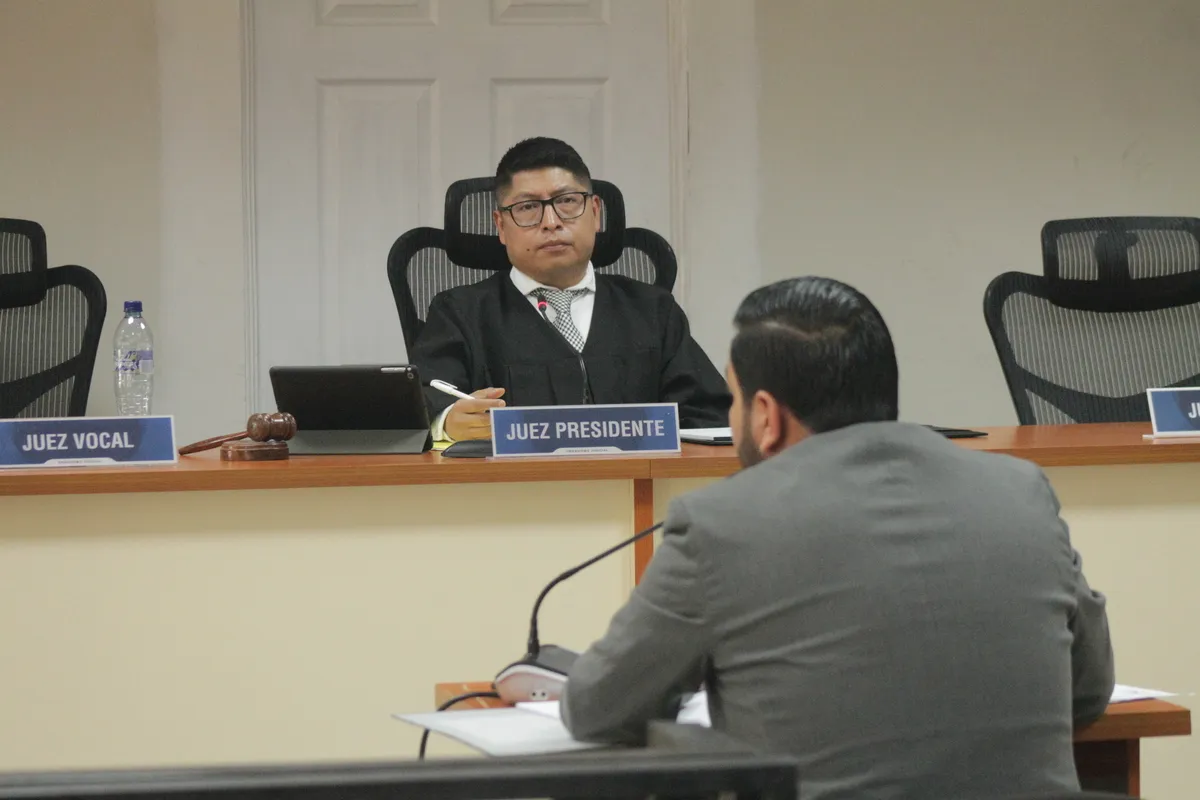 Eduardo Pantaleón durante el juicio ante el juez Erick Velásquez. Foto: La Hora