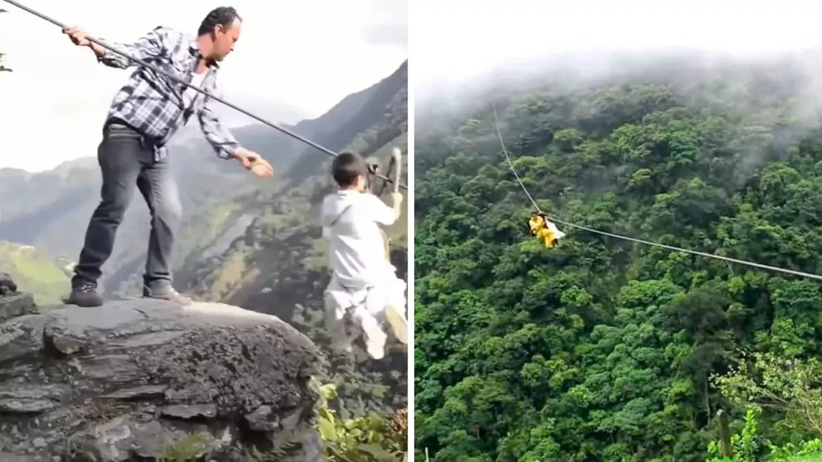 Niños del Cable en Guayabetal: se juegan la vida cruzando un río para ir a estudiar
